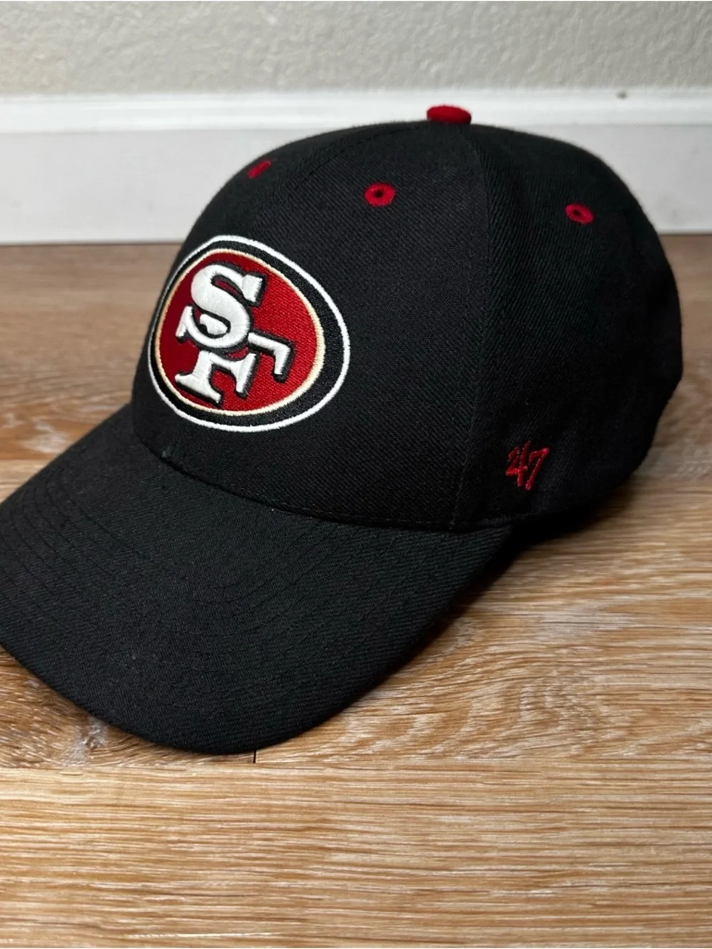 ‘47 Brand Wool Blend San Francisco 49ers Black Embroidered Cap Hat, OS